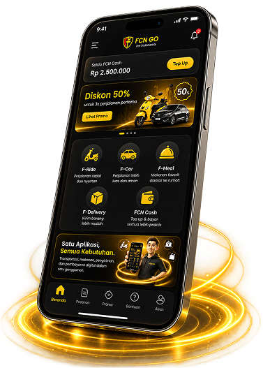 Aplikasi FCN GO di smartphone — Diskon 50% untuk, Perjalanan Pertama.
