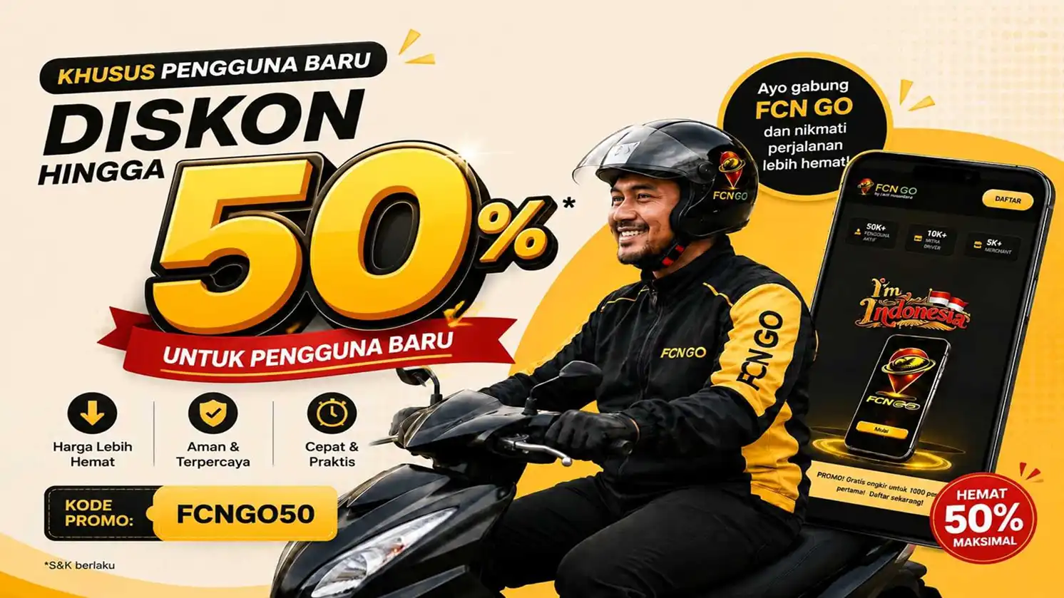 Penawaran terbaik FCN GO — promo diskon 50%